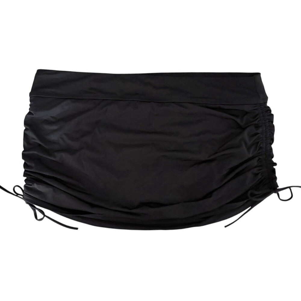 Athleta Swim Skirt XL Black Ruched Sides Adjustable Length w/Inner Brief SUMMER